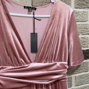 Velvet pink maxi dress